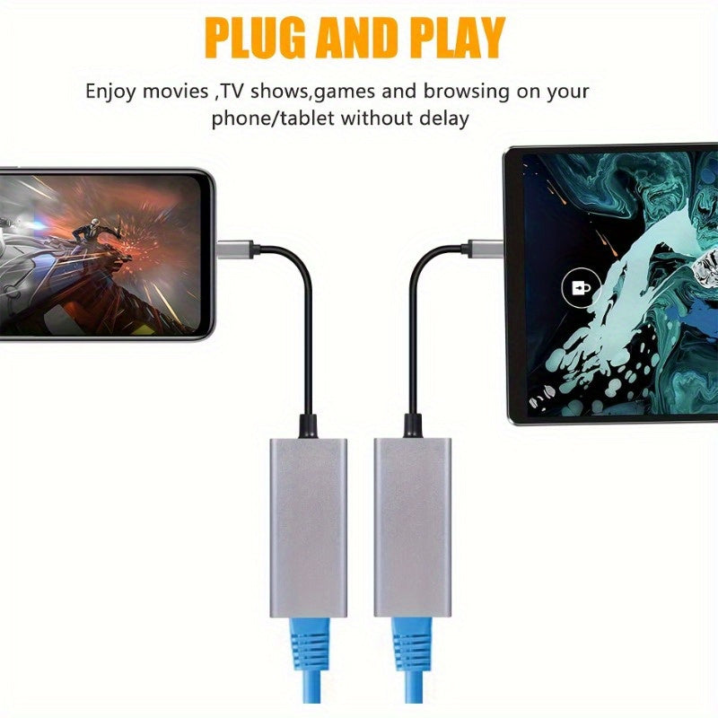 Adaptador de red Ethernet Gigabit RJ45 con alimentación USB, puertos Type-C y VGA - Tarjeta de red Plug & Play para discos duros externos, monitores, impresoras - Conexión de alta velocidad por cable, conexión de monitor, acabado metálico elegante, const