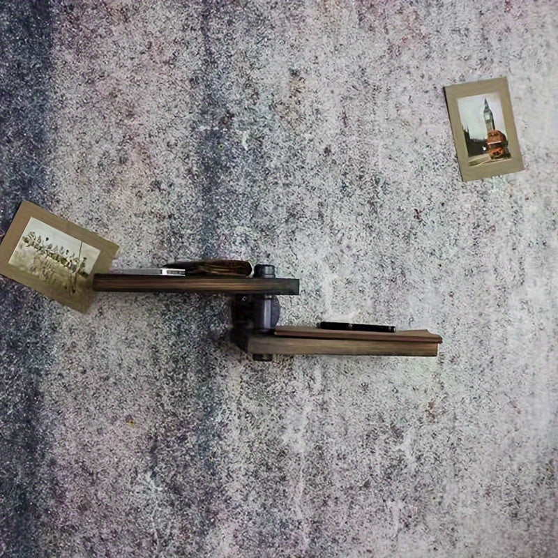 Estante de pared rústico de madera con doble estante, estilo industrial americano, diseño de tubería vintage, estante de almacenamiento multiusos con tubería de metal, acabado pintado, para uso doméstico y de cocina
