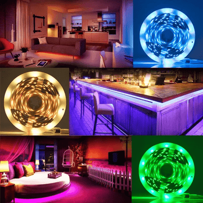 Luces LED para dormitorio, tiras de luces LED sincronizadas con música ultra larga, modo de flujo de encendido de un solo clic, adecuadas para fiestas, decoración del hogar, dormitorio, cocina, bar, techo, decoración de habitación de estudiantes.