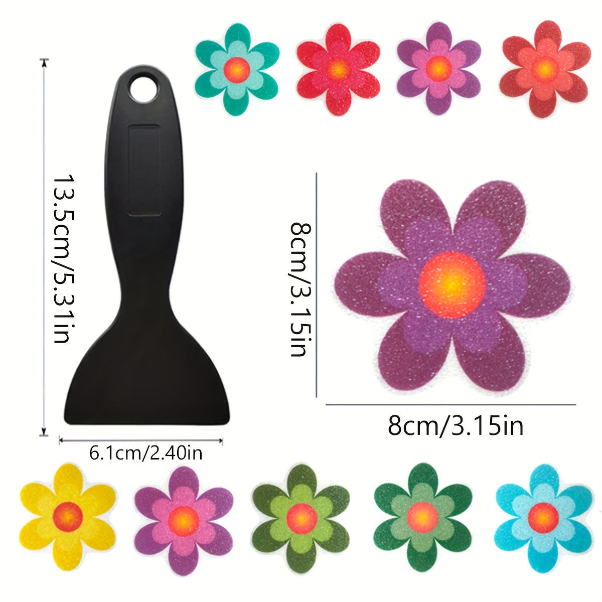 10 unidades de calcomanías antideslizantes en forma de flor para baño en casa Color Calcomanías antideslizantes para bañera Calcomanías antideslizantes autoadhesivas de 8.0cm