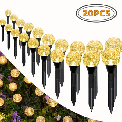 20 piezas de luces solares para jardín, lámparas de césped impermeables para exteriores con 8 modos de iluminación, encendido automático/apagado, construcción metálica, tema floral, control de botón, ideal para Navidad, bodas, fiestas, camping, decoracio