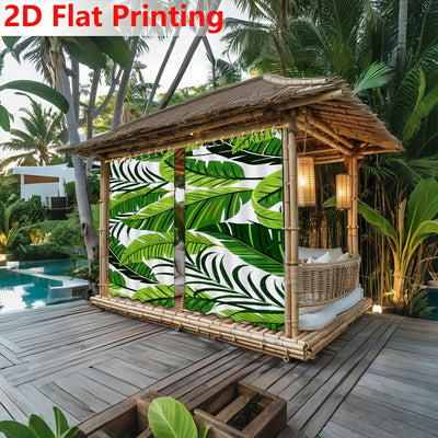 2D Cortinas de Impresión Plana, 2 Piezas de Cortinas Digitales para Decoración Primavera/Verano, Diseño Inspirado en la Naturaleza con Patrón de Hojas Verdes y Blancas, Adecuadas para Puertas, Patio, Jardín, Uso Interior, Tela de Fondo, Decoración Festiv