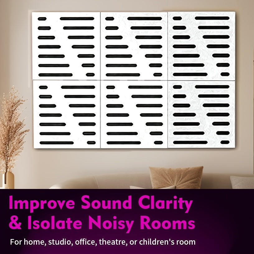Conjunto de 4 piezas de tablero acústico estereoscópico decorativo autoadhesivo, fácil de instalar, alta densidad para absorción de sonido en estudio y hogar con diseño tridimensional de reducción de ruido