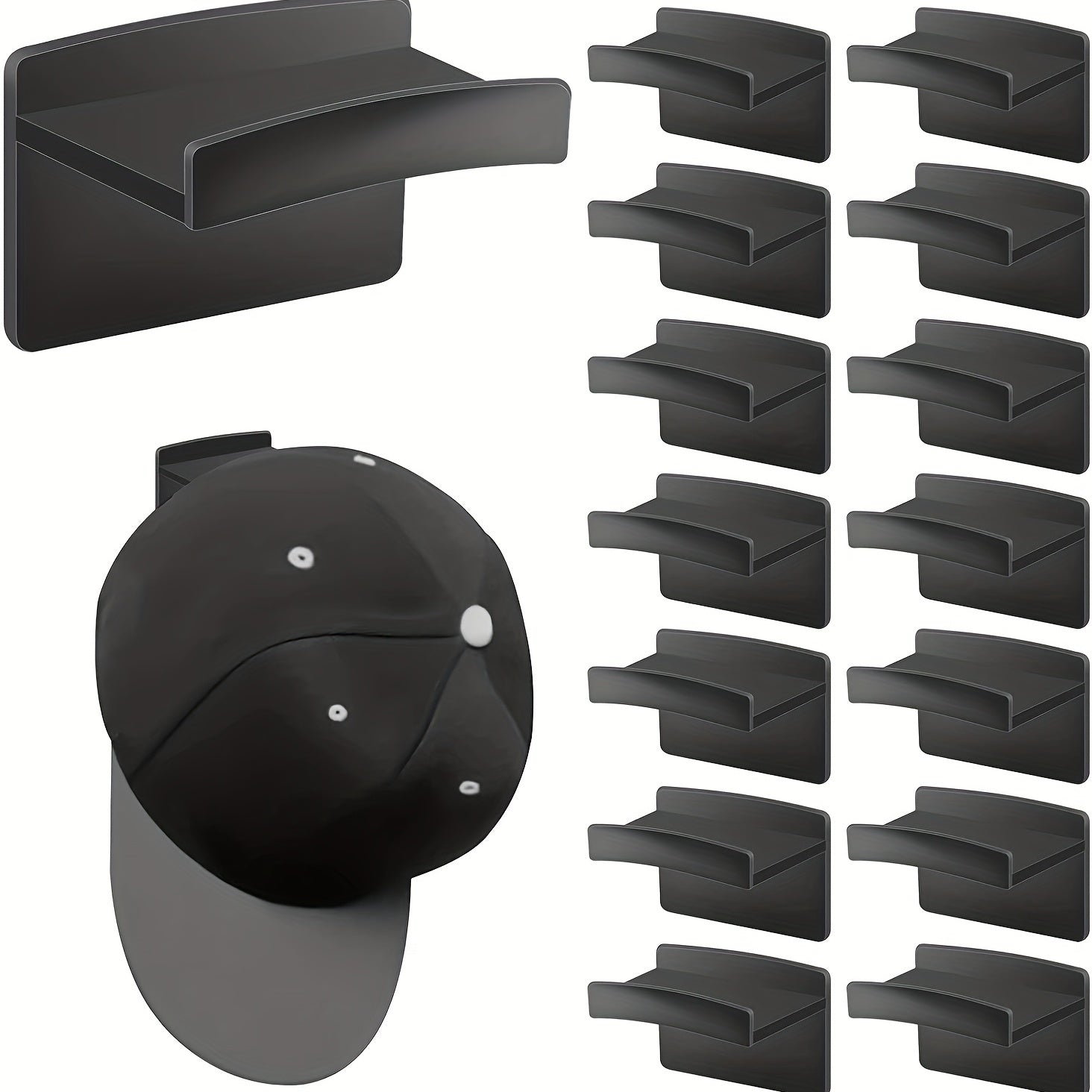 Ganchos de sombrero de plástico de estilo casual, ganchos adhesivos sin taladro para montaje en pared, soportes multifuncionales de fácil instalación para gorras de béisbol, organizador de ahorro de espacio para sombreros, ganchos de utilidad