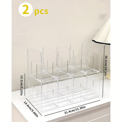 2-Pack Organizador de carteras de acrílico transparente de 4 rejillas, estante divisor de armario transparente para almacenamiento y exhibición de bolsos, otros (organizadores de accesorios)