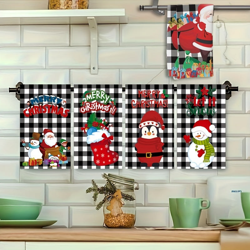 Conjunto de 5 Toallas Festivas de Navidad y San Valentín - Microfibra de Alta Absorción, Diseños de Copo de Nieve y Corazón - Perfecto para Decoración de Cocina y Baño, Decoración Navideña, Adornos de Navidad