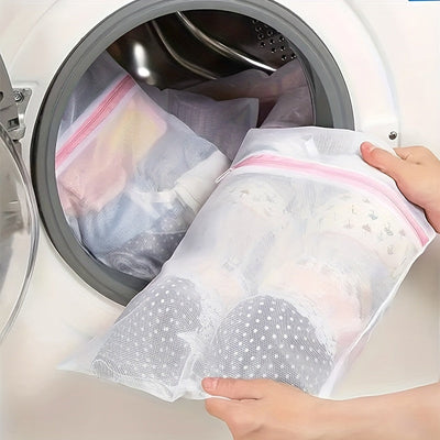 Juego de 2 bolsas para lavandería, bolsa de malla gruesa, bolsa protectora para lavado, bolsa de poliéster con cierre, ideal para ropa, viajes, camisas, brasieres, calcetines, medias, ropa interior, protección en lavadora