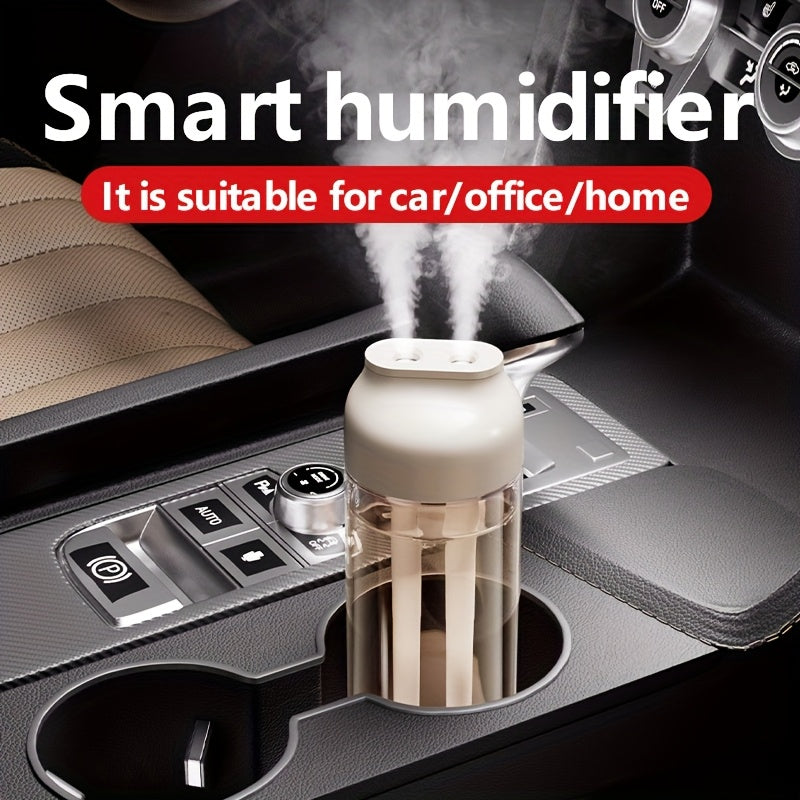 Humidificador Portátil USB con Doble Boquilla - Diseño Mini Compacto, Tanque de Gran Capacidad y Modos Ajustables para Hogar, Oficina, Coche, Dormitorio, Residencia Universitaria - Tanque Transparente y Estética Elegante, Solución de Humedad Alimentado p