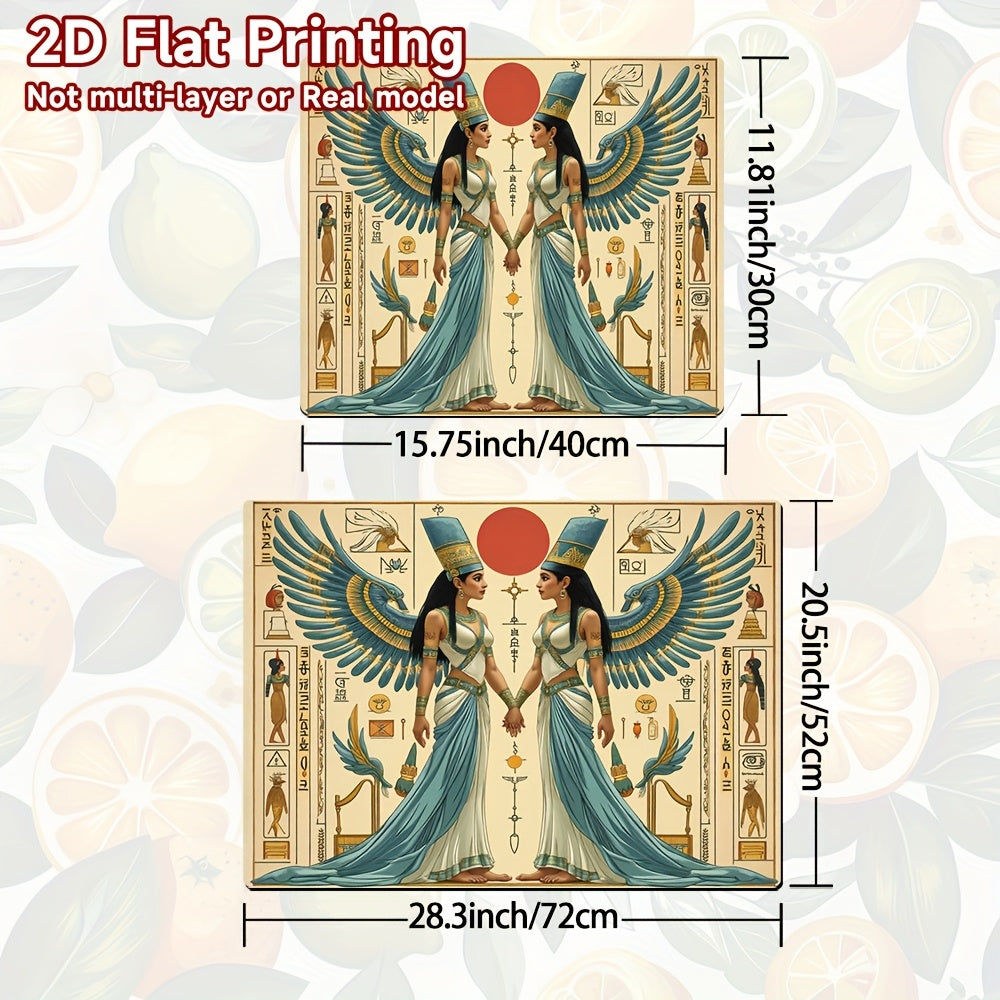 1 pieza, impresión plana 2D, protector de superficie superior de horno plano, diseño de otoño, figuras egipcias antiguas de pie, 100% poliéster, adecuado para decoración de cocina de estufa, lavadora, secadora, protector de vidrio duradero, protector de