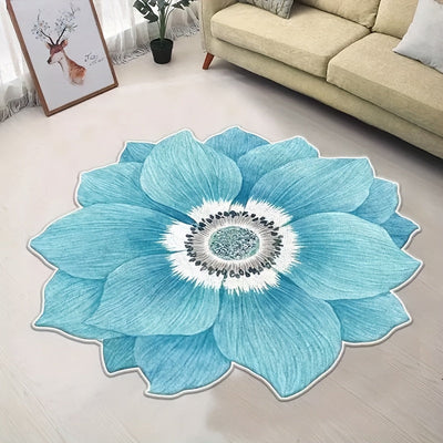 1 cojín de piso floral 3D, alfombra de poliéster de forma irregular, liviana y lavable, decorativa para dormitorio, sala, baño o camping - decoración para el hogar lavable a máquina