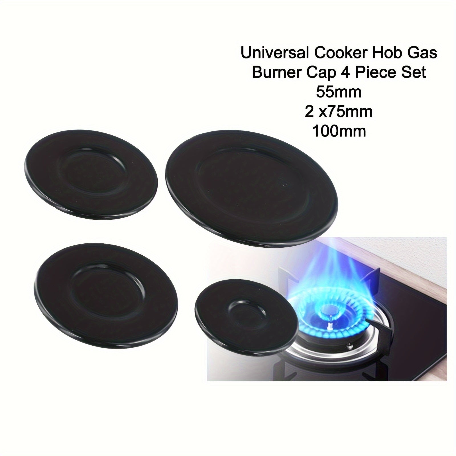 4 piezas de Cubierta para Quemador de Estufa SABAF, Accesorios de Tapa de Hierro Mate/Brillante para Horno
