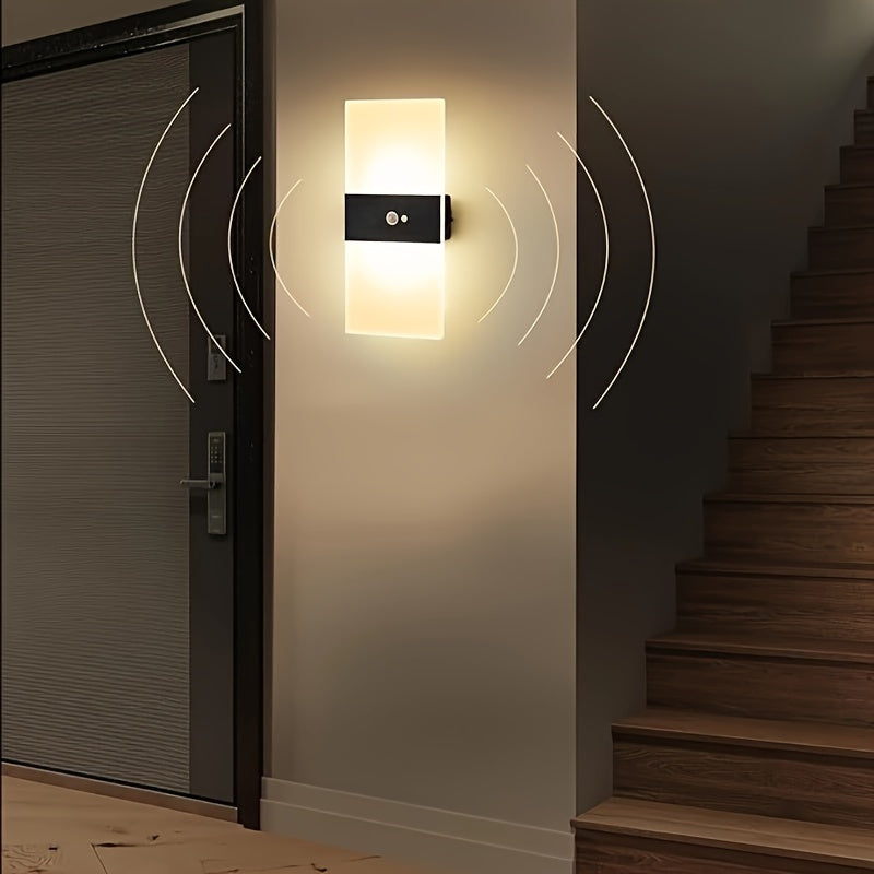 1 Paquete de luces de pared inalámbricas para dormitorio - Luz nocturna recargable con batería magnética, sensor de movimiento, 3 opciones de color, encendido/apagado automático y regulable, acabado mate negro para sala de estar, pasillo, armario, despen