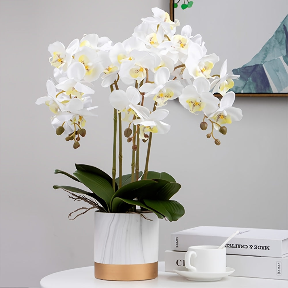 6 piezas Conjunto de Flores Artificiales de Orchidea - 9 cabezas Phalaenopsis Mariposa Purpura, Decoración Faux y Floral Sin Mantenimiento para Hogar, Bodas, Sala de Vivir o Entrada - Ideal para Día de San Valentín y Todos Holidías, Decoración de Mesa|De