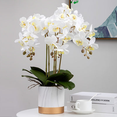 6 piezas Conjunto de Flores Artificiales de Orchidea - 9 cabezas Phalaenopsis Mariposa Purpura, Decoración Faux y Floral Sin Mantenimiento para Hogar, Bodas, Sala de Vivir o Entrada - Ideal para Día de San Valentín y Todos Holidías, Decoración de Mesa|De