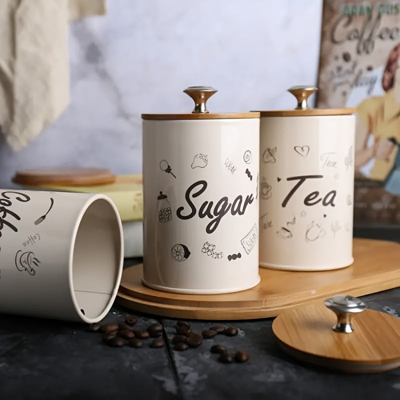 3 recipientes de almacenamiento, frascos para alimentos con tapas y sellos, cajas multifuncionales duraderas para azúcar, té y café, organización del hogar
