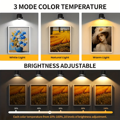 Luz de pared interior GVTCC, doble cara, luz de pared LED de 360° de rotación, 3 modos de color, control táctil y remoto, carga USB, batería recargable de iones de litio, moderna para sala de estar, dormitorio y pasillo, ajustable, con control táctil.