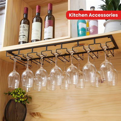 1 soporte para copas, organizador de copas de vino para montar en la pared, soporte para copas debajo del gabinete, ideal para gabinete, cocina, bar y restaurante, organizadores y almacenamiento de cocina, accesorios de cocina