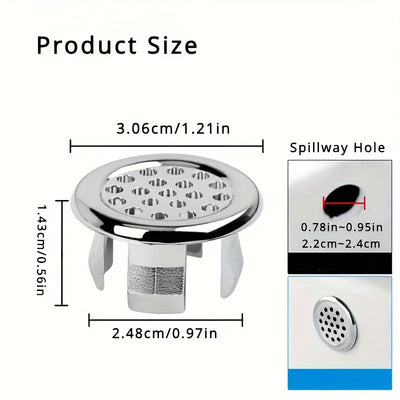 Pack de 4 Anillos para Desbordante de Fregadero con Acabado Cromado - Duraderos, Reemplazo Elegante para Lavamanos de Cocina y Baño, Instalación Fácil con Ajuste Seguro y Diseño Resistente a la Corrosión