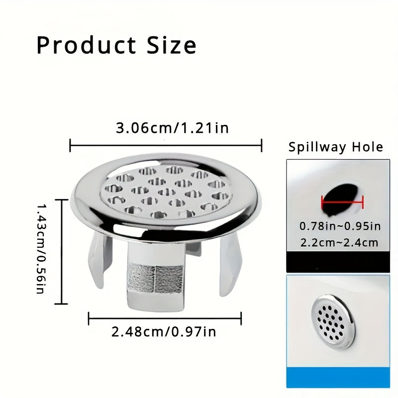 Pack de 4 Anillos para Desbordante de Fregadero con Acabado Cromado - Duraderos, Reemplazo Elegante para Lavamanos de Cocina y Baño, Instalación Fácil con Ajuste Seguro y Diseño Resistente a la Corrosión