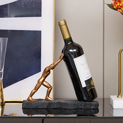 Un Elegante Soporte de Vino de Resina al Estilo Europeo - Un Diseño Luxuoso y Creativo que es Perfecto para la Decoración del Hogar y la Oficina, Haciéndolo un Ideal Exhibidor para Estanterías o Entradas.