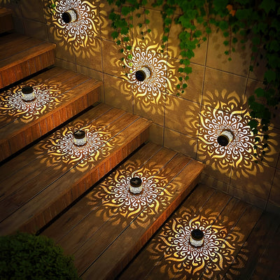 Linterna Solar para Valla Exterior - Lámpara de Metal IP65, Ideal para Jardín/Pasillos/Paredes/Decoración del Hogar con 26 Ambientes Festivos