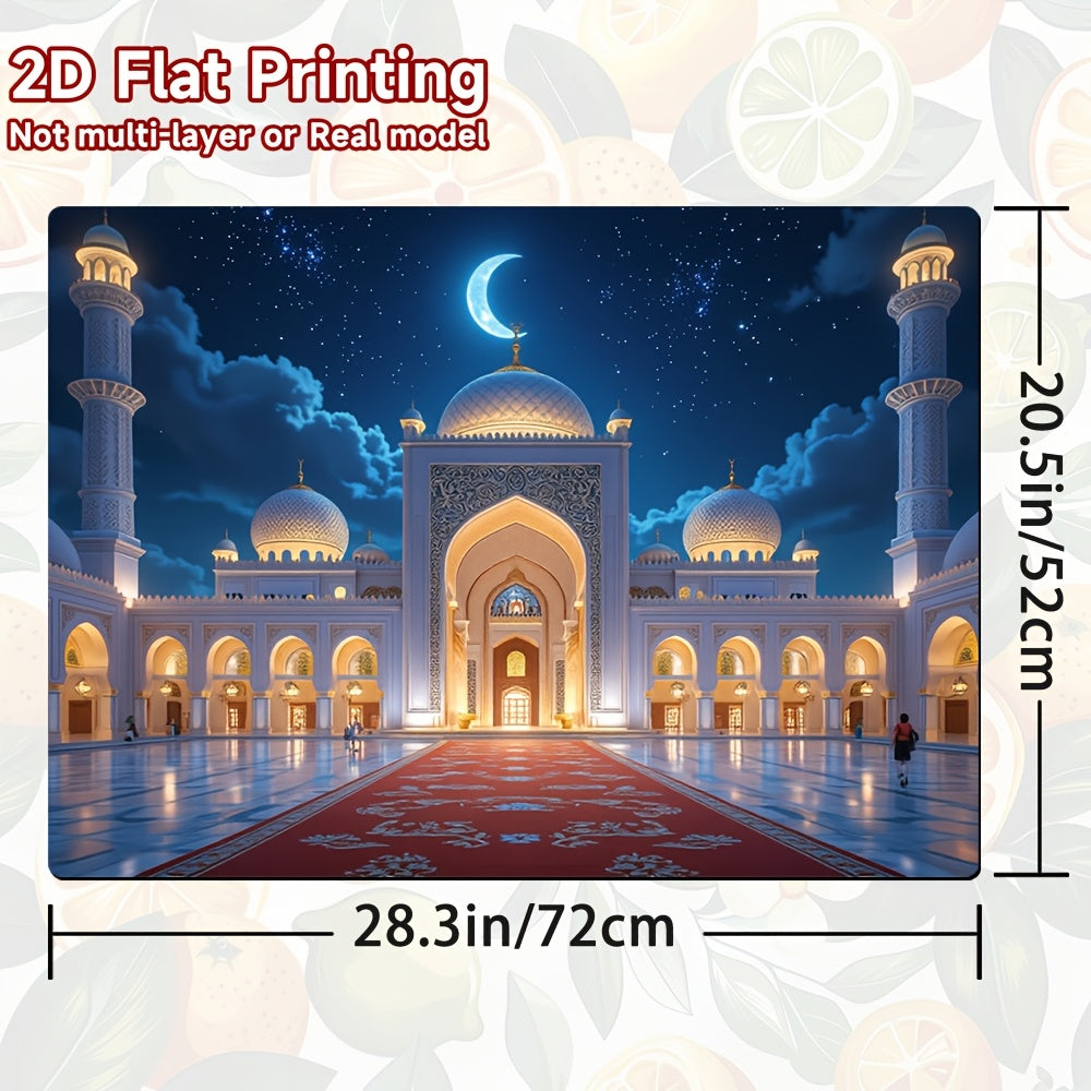 1pc Cubierta para Estufa y Alfombrilla de Cocina - Diseño de Mezquita Dorada con Luna Creciente, Azul Medianoche - Protector Térmico para Estufas, Horno, Refrigerador, Lavadora, Secadora - Decoración Fácil de Limpiar para Cocina - Compatible con Estufas
