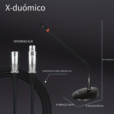 X-DUOMIC D38 Micrófono de plataforma con cable para voz de escritorio, tubo de cuello de ganso para conferencias