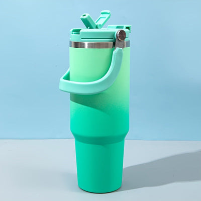 Botella de Agua Aislada al Vacío de Acero Inoxidable con Degradado de 40oz - A Prueba de Fugas, Doble Capa, Taza para Agua Caliente y Fría con Asa y Tapa, Libre de BPA, Ideal para Viajes, Oficina, Hogar, Uso Interior y Exterior