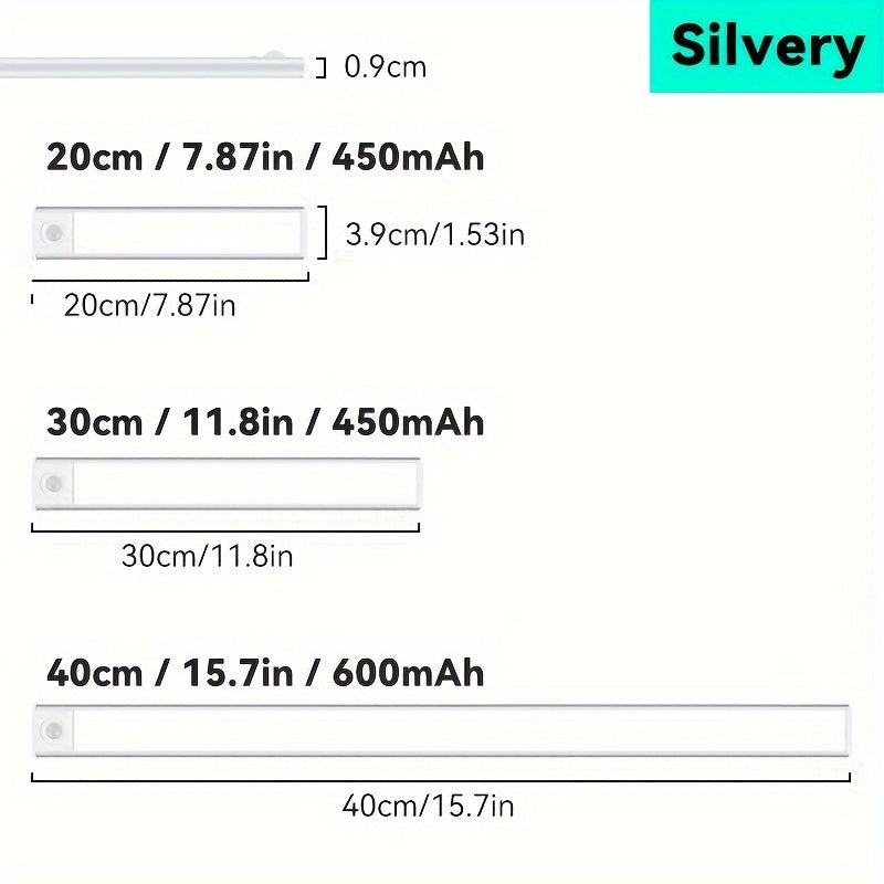 1 pieza de luz de armario con sensor de movimiento de metal, luces de armario y despensa LED, 3 colores, luces nocturnas interiores recargables por USB magnéticas, luces de fijo de encima de la encimera magnéticas con batería para armario de cocina, esca