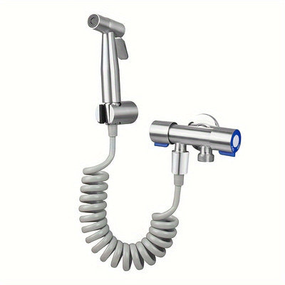 Kit de ducha portátil de alta presión de acero inoxidable con manguera de 4,8 pulgadas y soporte de pared - Boquilla auto-limpiante, resistente a fugas, para baño, inodoro, limpieza de mascotas, diseño moderno de montaje en pared, accesorio de limpieza d