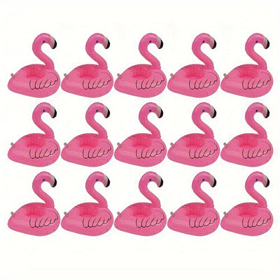 15pcs Portavasos Inflables de Flamenco Rosa - Posavasos Flotantes de PVC para Fiestas en la Piscina y Celebraciones de Verano, Decoración de Fiesta Linda y Duradera