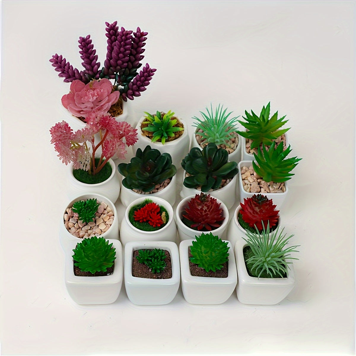 Combinación de 27 piezas de mini suculentas DIY, muebles de exhibición para cocina y sala de estar, decoración creativa interior y exterior, planta verde bonsái para primavera, otoño, Festival de Acción de Gracias y Cosecha