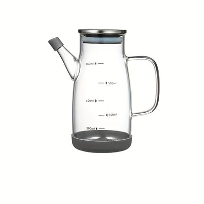Dispensador de Aceite de Vidrio de 20oz a Prueba de Fugas con Tapa y Mango de Acero - Libre de BPA, Perfecto para Aceite de Oliva, Vinagre, Condimentos - Ideal para Cocina, BBQ, Camping, Picnics