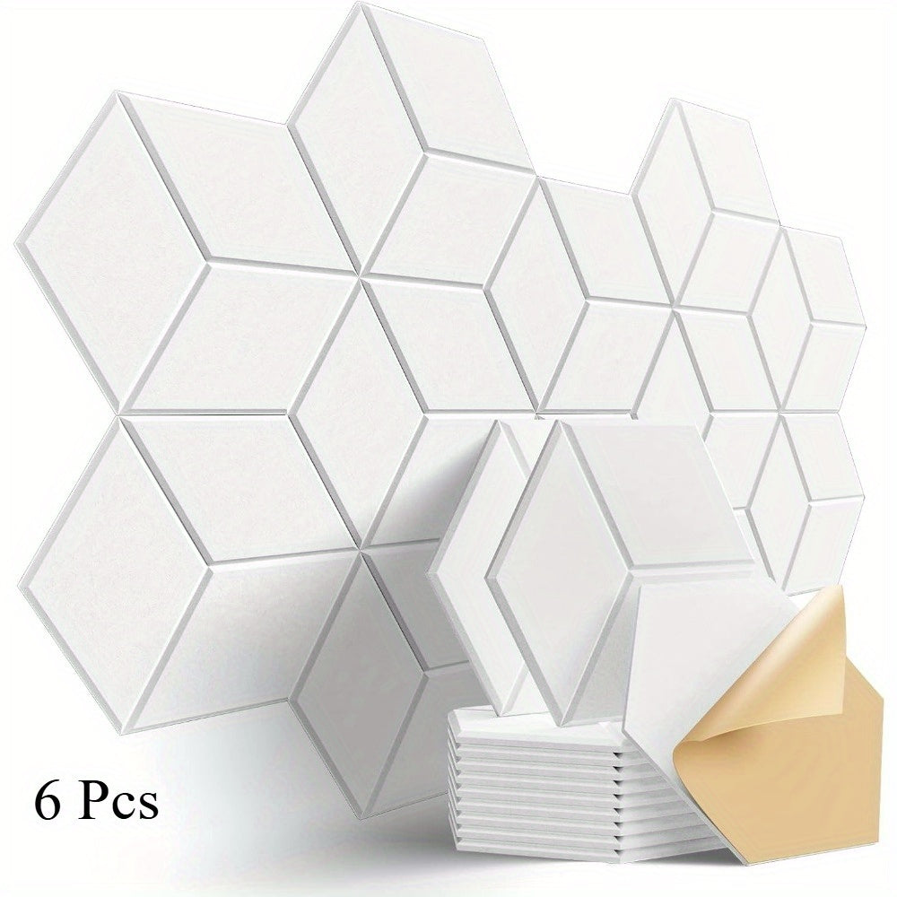 6 paneles acústicos autoadhesivos de alta densidad, 30.48 cm x 25.4 cm x 1.02 cm - Diseño en Y elegante, a prueba de fuego y reducción de ruido, espuma acústica (gris moderno), eliminación de eco de calidad profesional, paneles para tratamiento acústico