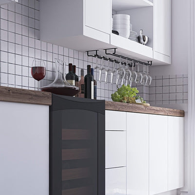 4-Pack de estantes de vino de hierro, acabado barnizado, estante colgante multipropósito para cocina, bar en casa y almacenamiento de gabinete de vino