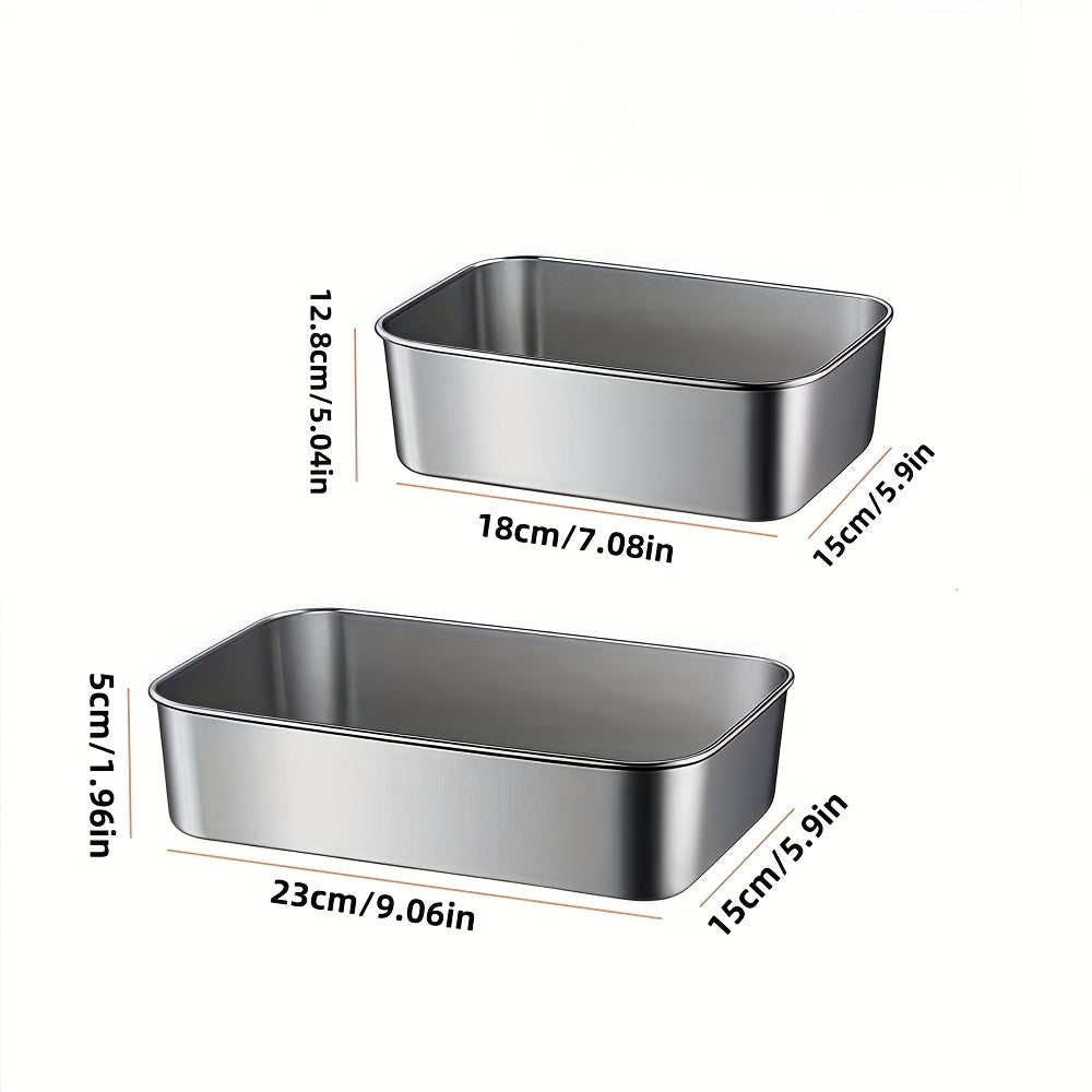 8 piezas de recipientes de almacenamiento de acero inoxidable grandes y medianos con tapa, contenedores cuadrados para alimentos, organizador de refrigerador, cajas de almacenamiento para exteriores, utensilios de cocina
