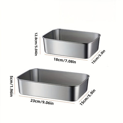 8 piezas de recipientes de almacenamiento de acero inoxidable grandes y medianos con tapa, contenedores cuadrados para alimentos, organizador de refrigerador, cajas de almacenamiento para exteriores, utensilios de cocina