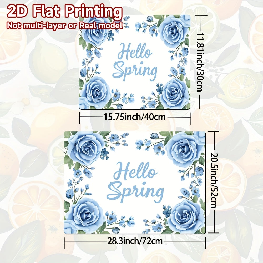 1pc Protector de Cocina Hello Spring Floral - Alfombrilla para Placa de Cocina con Rosas Azules, Resistente al Calor para Inducción, Gas y Horno, Decoración Antirrayaduras para Encimera, Accesorio Estiloso, Fácil de Limpiar, 2D Plana
