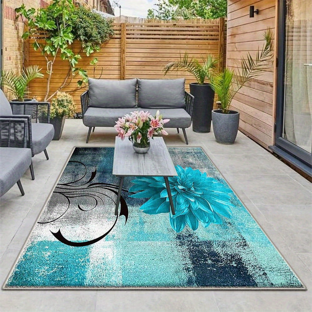 Alfombra de Terciopelo/852gsm Poliéster con Patrón Nórdico Geométrico - Alfombra Baja y Gruesa Estilo Francés Moderno a Cuadros Oscuros, Duradera y Lavable a Máquina, Ideal para Exteriores y Jardín - Varios Tamaños Disponibles