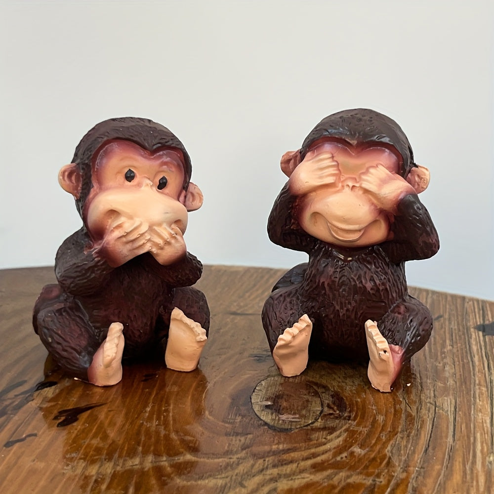 4 piezas de estatuas de mono hechas a mano de resina - Diseño de apariencia personalizada, adecuado para interiores, jardines, balcones, es la decoración del ambiente para fiestas de vacaciones como Halloween.