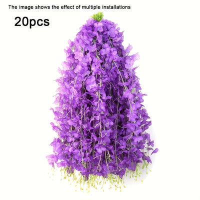 Guirnalda de Flores Artificiales de Glicinia de 20 Piezas para Colgar - Enredadera Falsa Morada y Blanca para Arco de Boda/Fiesta/Jardín/Pared del Hogar, Decoración de Techo, Regalo de San Valentín para Interior o Exterior, Cuidado Sin Mantenimiento