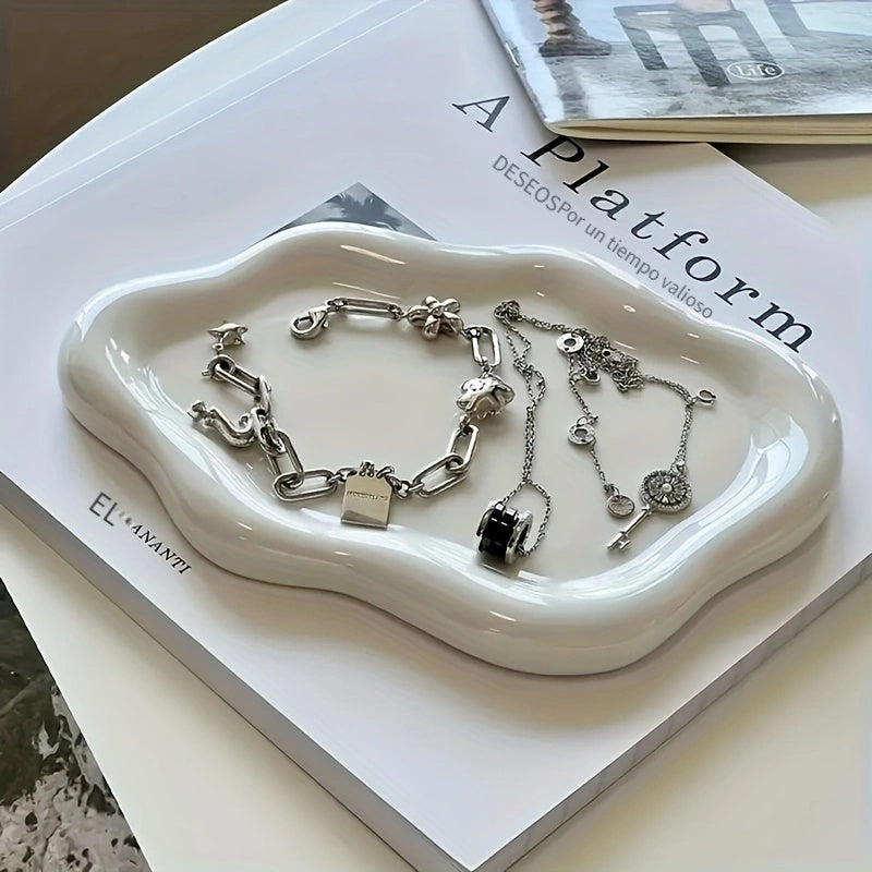 Plato decorativo de cerámica, plato con diseño de nube, plato para guardar joyas, decoración para el hogar, regalo de Navidad, regalo de Año Nuevo, regalo para hombres, regalo para mujeres