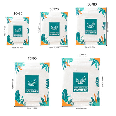 Bolsas de almacenamiento al vacío HEART LEAF de 3 paquetes, bolsas de plástico con diseño de hojas tropicales para ahorrar espacio, edredones, mantas, ropa de cama, ropa - No se necesita energía, otros (organizadores de accesorios)