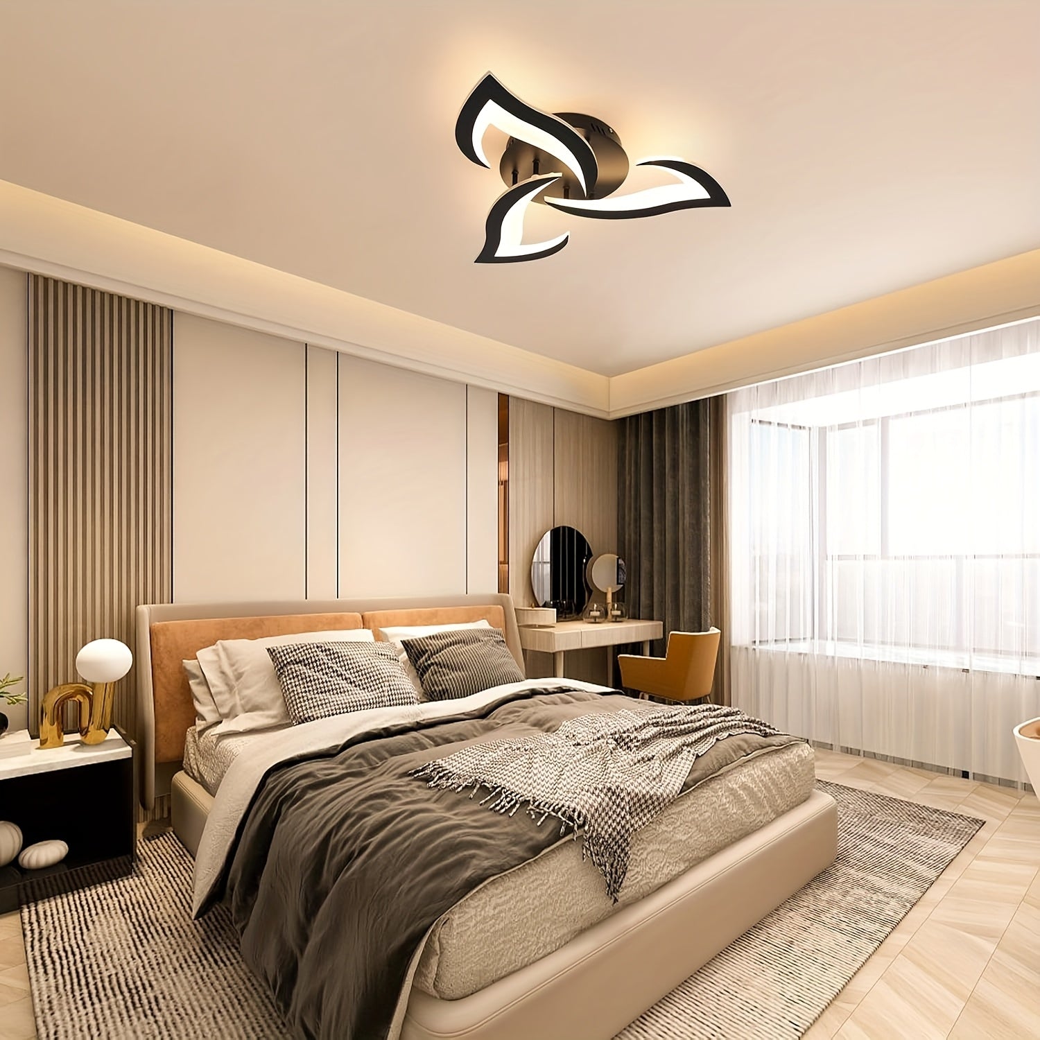 Lámpara de techo moderna con pantalla de acrílico en forma de hoja, diseño giratorio 360°, montaje semiempotrado, ideal para decoración de sala, vestíbulo de hotel, pasillos y espacios comerciales, accesorio de iluminación elegante