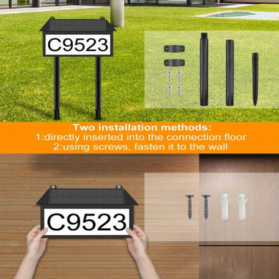 Señal de dirección solar personalizable 1 pieza/2 piezas con poste - Impermeable, duradero, luz solar para exteriores, montaje semienterrado, pantalla de lámpara de plástico, sin control remoto, ideal para decoración del hogar, decoraciones solares para