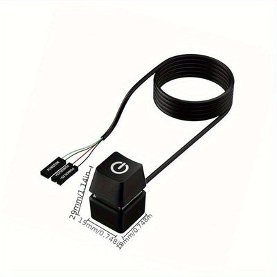 LDPCSJ Cable de Extensión Azul LED 1.8m para Encendido/Apagado de Placa Base PC, Interruptor Externo para Escritorio en Casa u Oficina