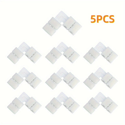 Conjunto de 5/10 piezas de Tiras LED sin Soldadura con Conector de Presión para Esquinas, Convertidor de Luz Monocromática Tipo Cinturón LT