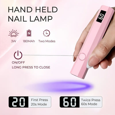 Secador de Uñas Portátil Recargable con Pantalla LED – Secado Rápido, Compacto y Ligero para Manos, Pies y Mejoras en Gel, Luz de Carácter Único Mejorado, Alto Realismo Visual, Diseño Ergonómico, Rosa, Lámpara de Uñas Manual, Secadora de Uñas Compacta, C