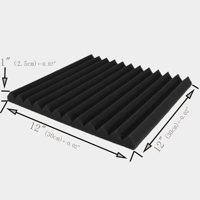 48 piezas de paneles acústicos de espuma en forma de cuña, 30 cm x 30 cm x 2.5 cm, 24 negros + 24 azules, para estudio de grabación, aislamiento de sonido