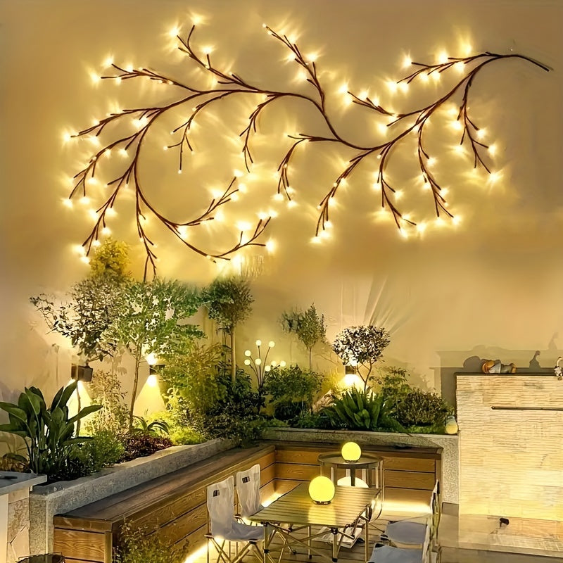 1pc 96-LED 179.83cm Luces de Hadas en Rama de Árbol Caprichosas - Alimentadas por USB, 8 Modos, Luces Decorativas para Exteriores e Interiores para Patio, Jardín, Ambiente de Pared y Escalera de Casa, Luces Exteriores para la Casa